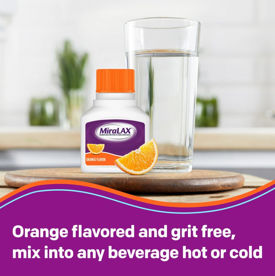 MiraLAX Orange Flav Laxative Powder 14 doses (2 Pack / 28 Doses Total) Exp 6/27