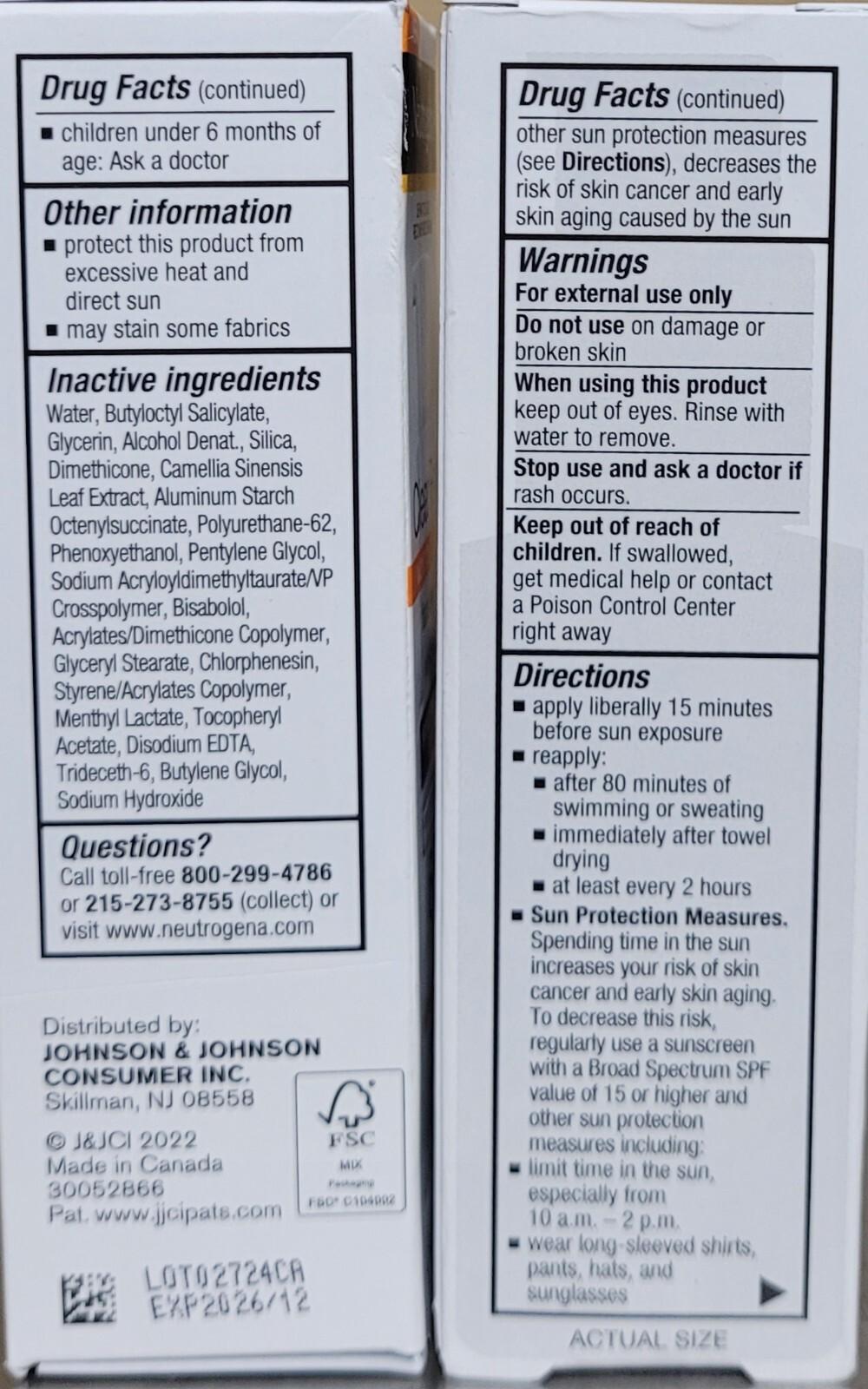 Neutrogena Clear Face Serum Sunscreen (2 Pack, 1.7 oz ea), Exp. 12/26, Free Ship