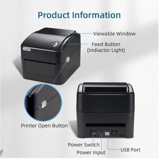 Vretti USB Thermal Label Printer 420b, New in Box - Free Ship!