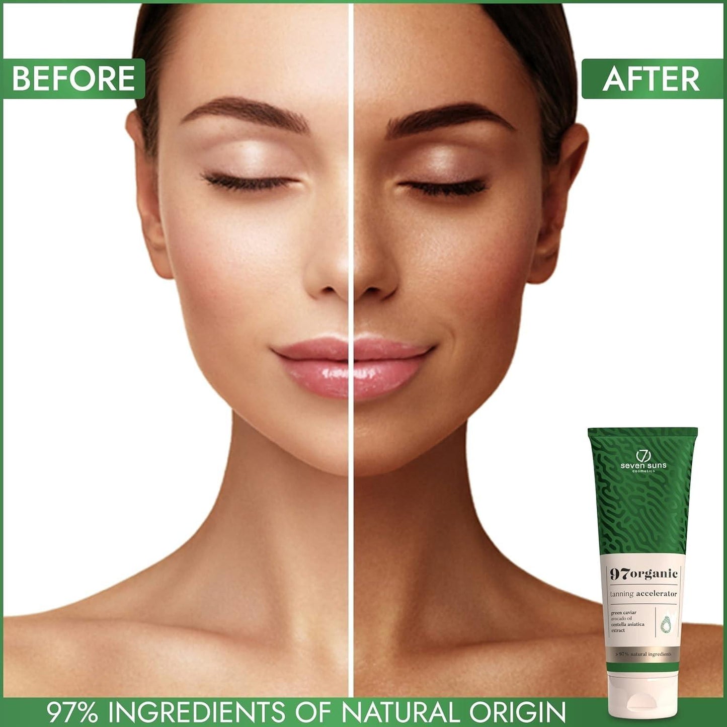 Seven Suns 97 Organic Tanning Accelerator, Tan Lotion, 8.5 oz/250 ml, Free Ship!