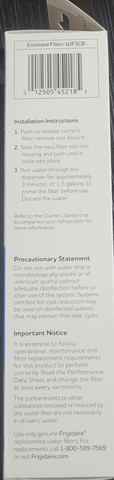 Genuine Frigidaire PureSource3 Water Filter, WF3CB (White) New sealed, Free Ship