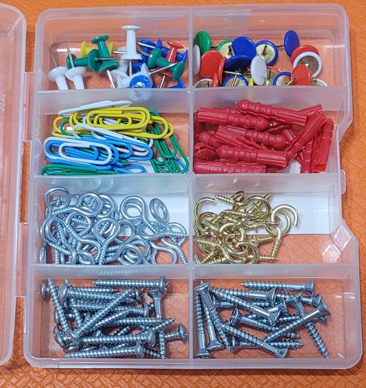 Workchoice 164-pcs Household Kit - Thumbtacks, Pushpins, Screws, Hooks & More!