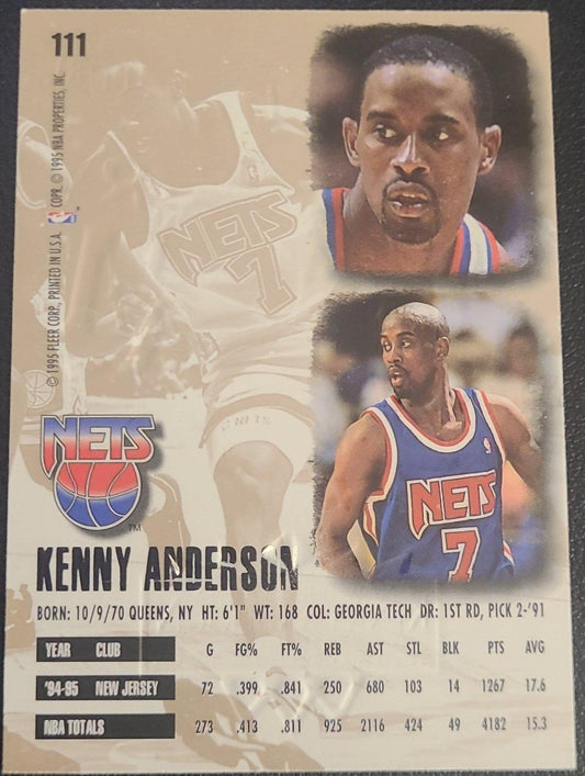 Kenny Anderson, New Jersey Nets- Jersey #7, Card #111, 1995 Fleer Gold Medal.
