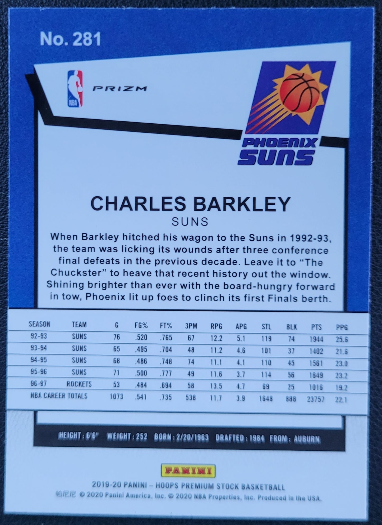 2019-20 Hoops Premium Stock Red Cracked Ice, #281 Charles Barkley
