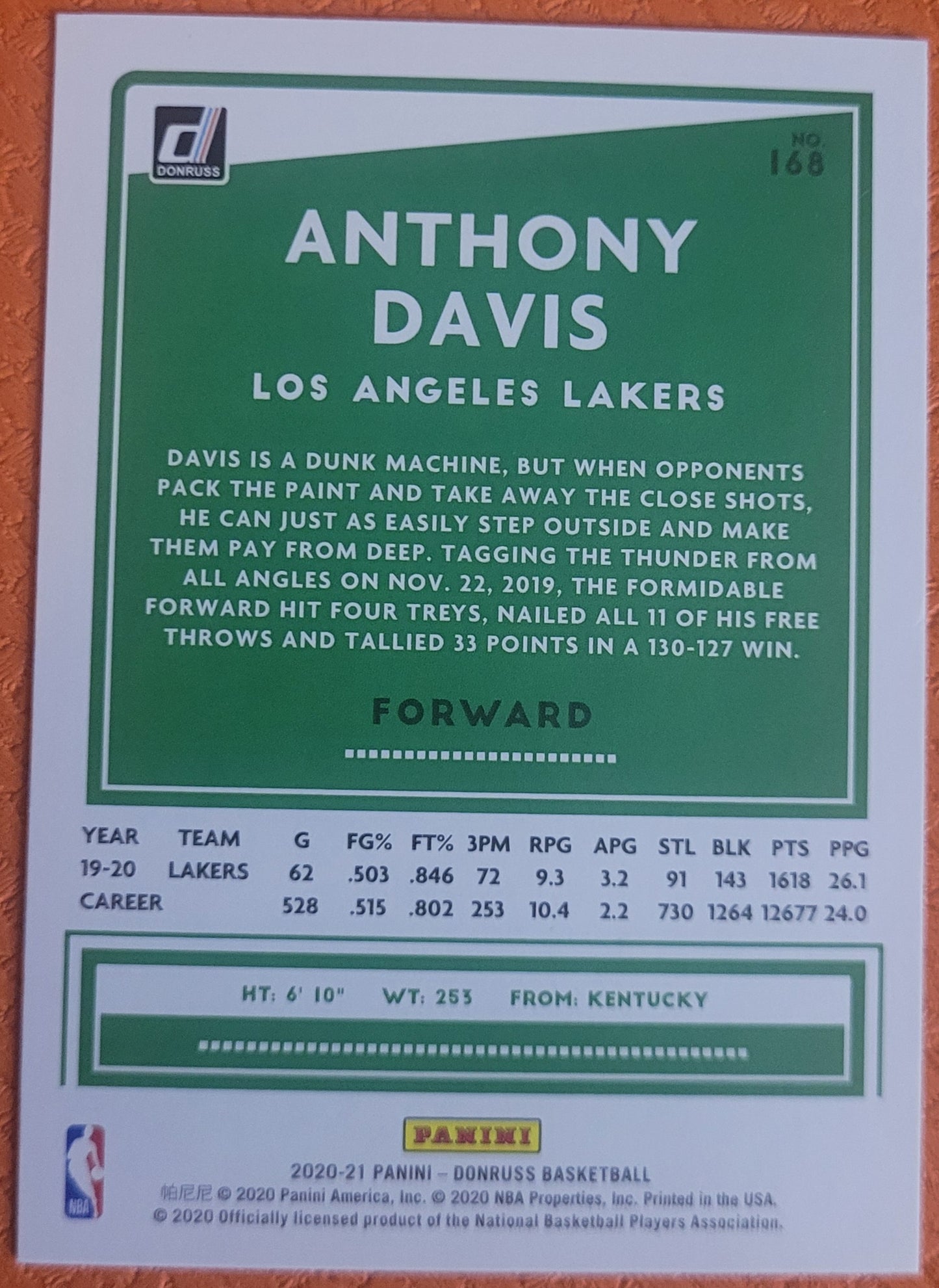 2020-21 Donruss #168 Anthony Davis