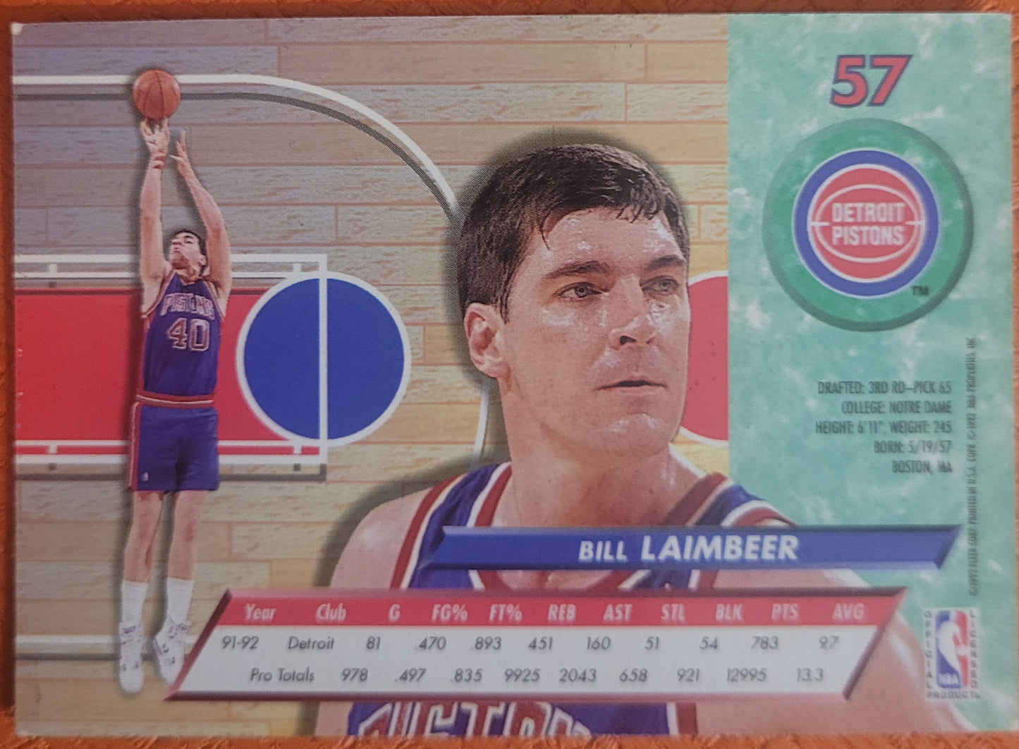 1992-93 Ultra #57 Bill Laimbeer