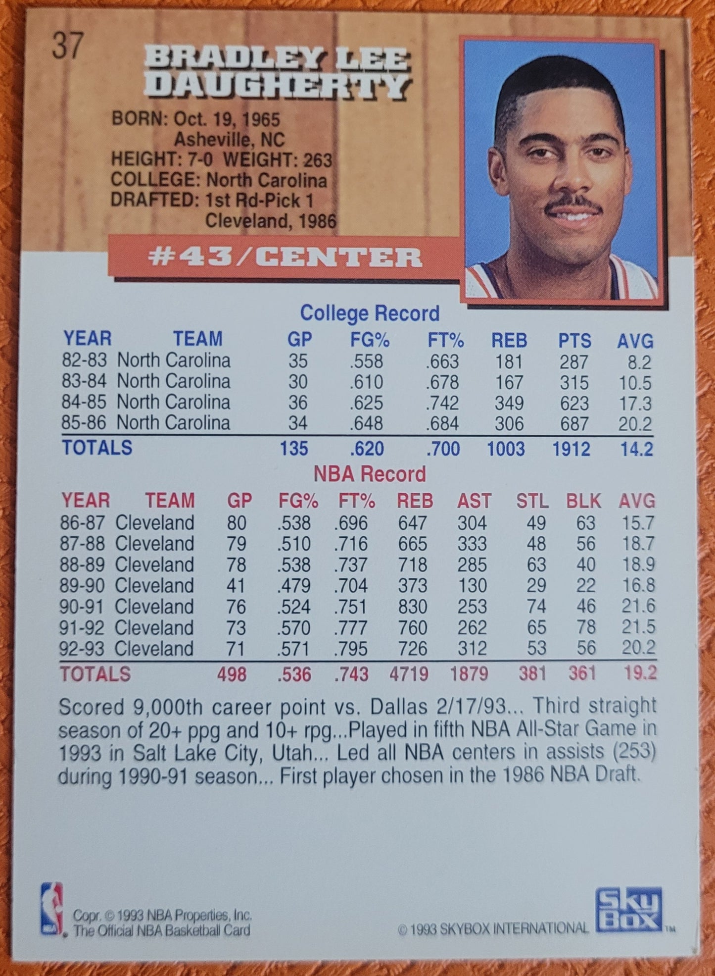 1993-94 Skybox #37 Brad Daugherty