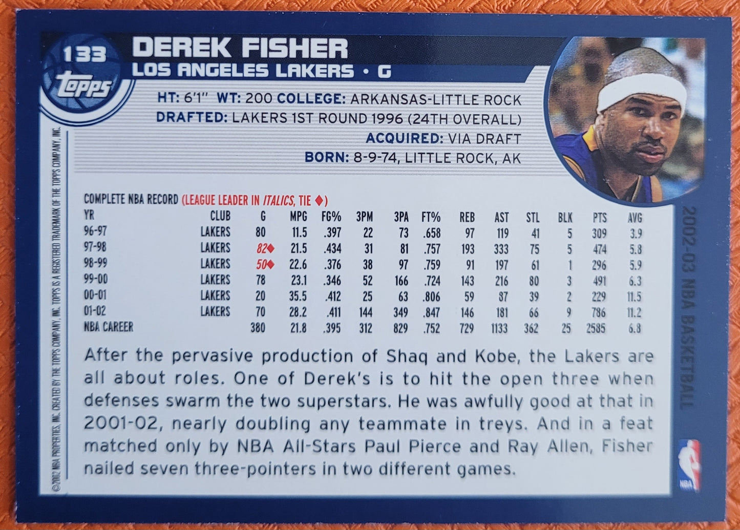 2002-03 Topps #133 Derek Fisher