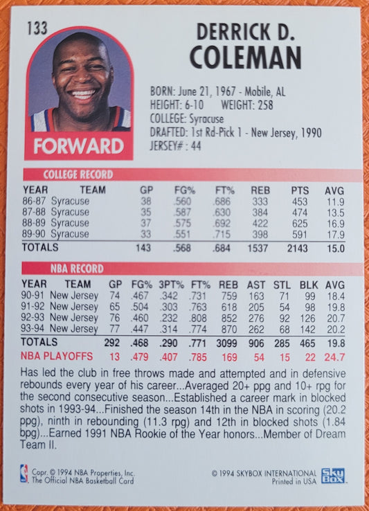 1994-95 Hoops #133 Derrick Coleman