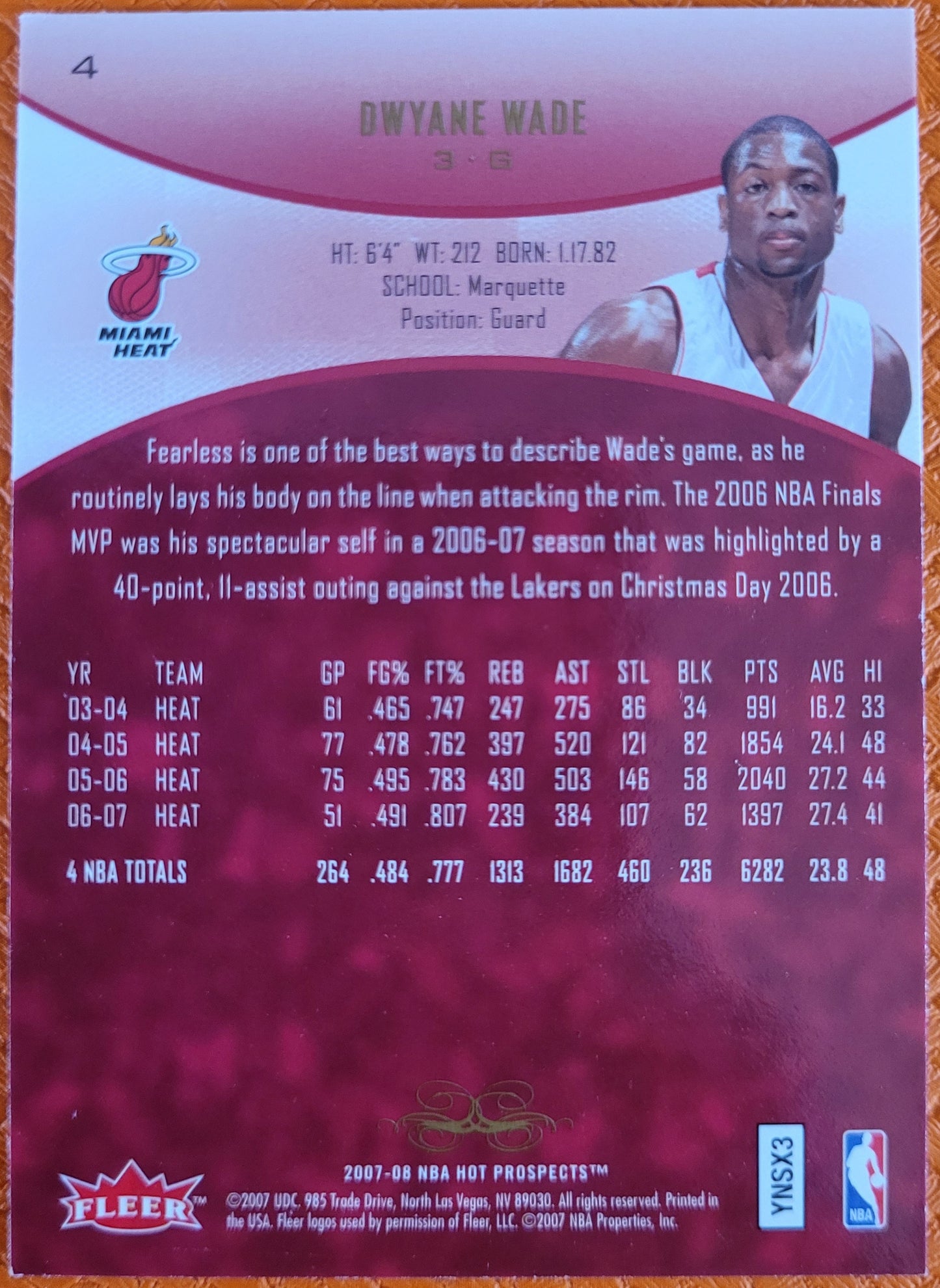 2007-08 Fleer Hot Prospects #4 Dwyane Wade
