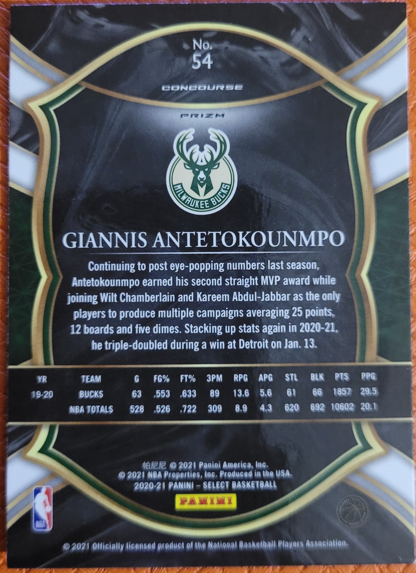 2020-21 Panini Select #54 Giannis Antetokounmpo Disco Prizms