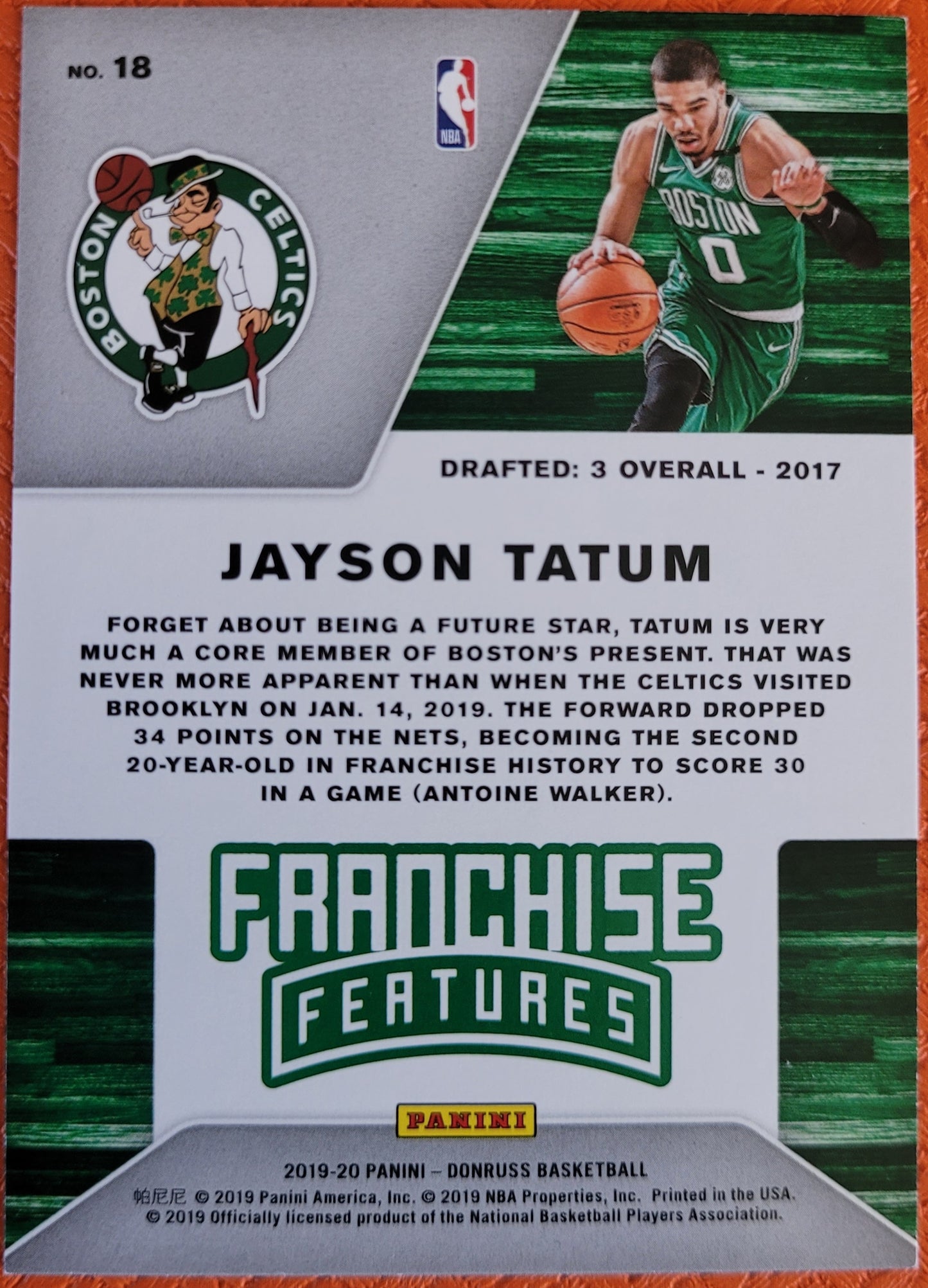 2019-20 Donruss #18 Jayson Tatum Franchise Features