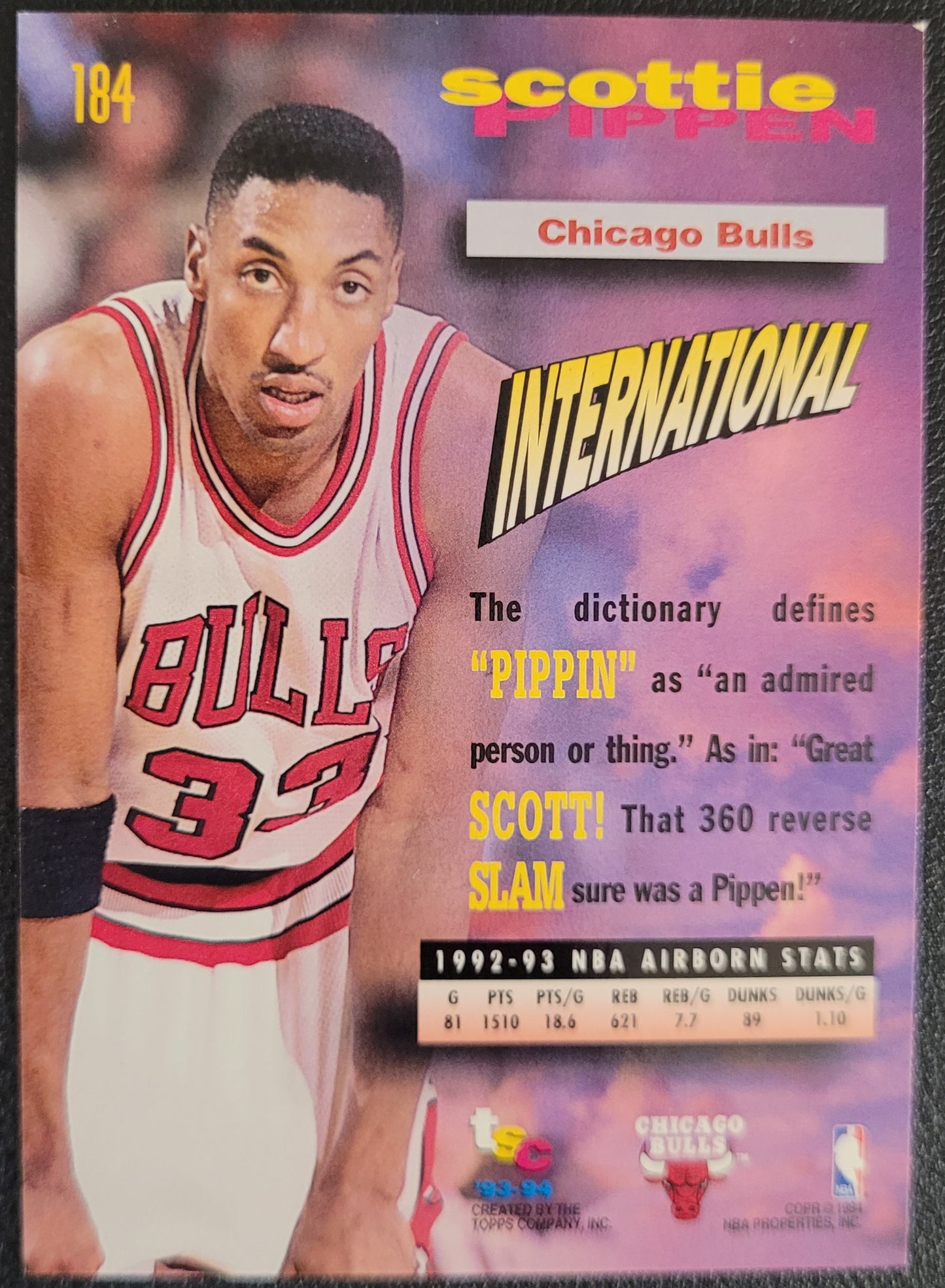 1993-94 Stadium Club #184 Scottie Pippen First Day Issue
