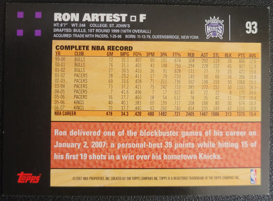 2007-08 Topps #93 Ron Artest