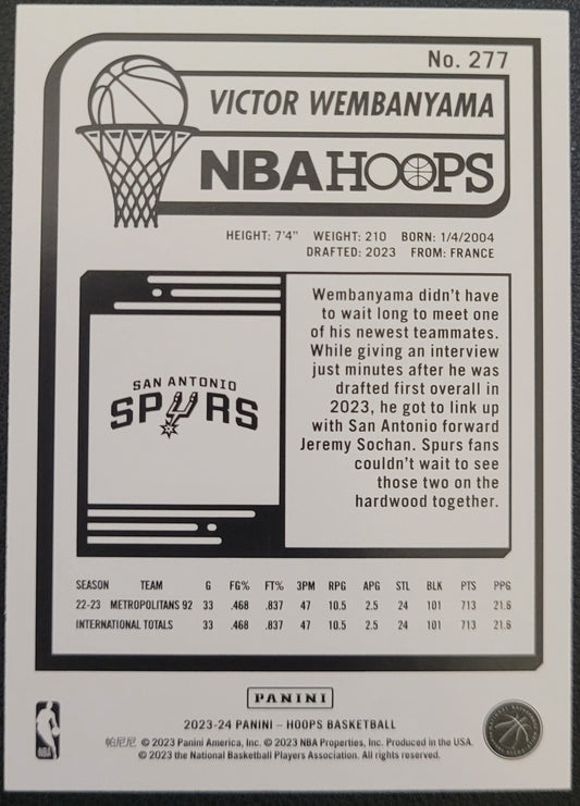 2023-24 Hoops Winter #277 Victor Wembanyama Rookie Card