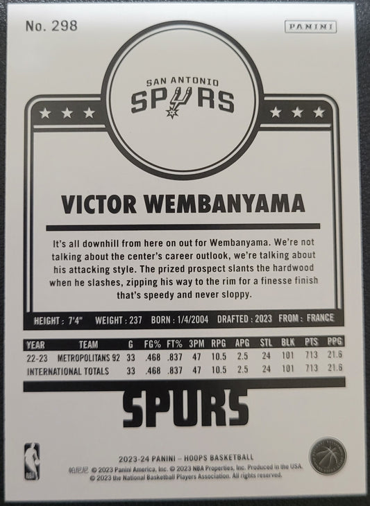 2023-24 Hoops Winter #298 Victor Wembanyama Rookie Card