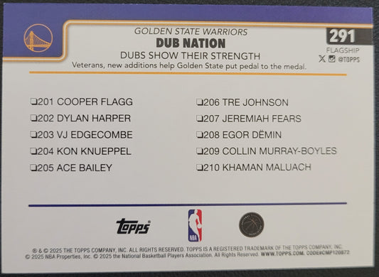 2025-26 Topps #291 Dubs Nation: Dubs Show Their Strength Season Tip Off