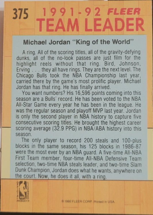 1991-92 Fleer #375 Michael Jordan 3D Acrylic