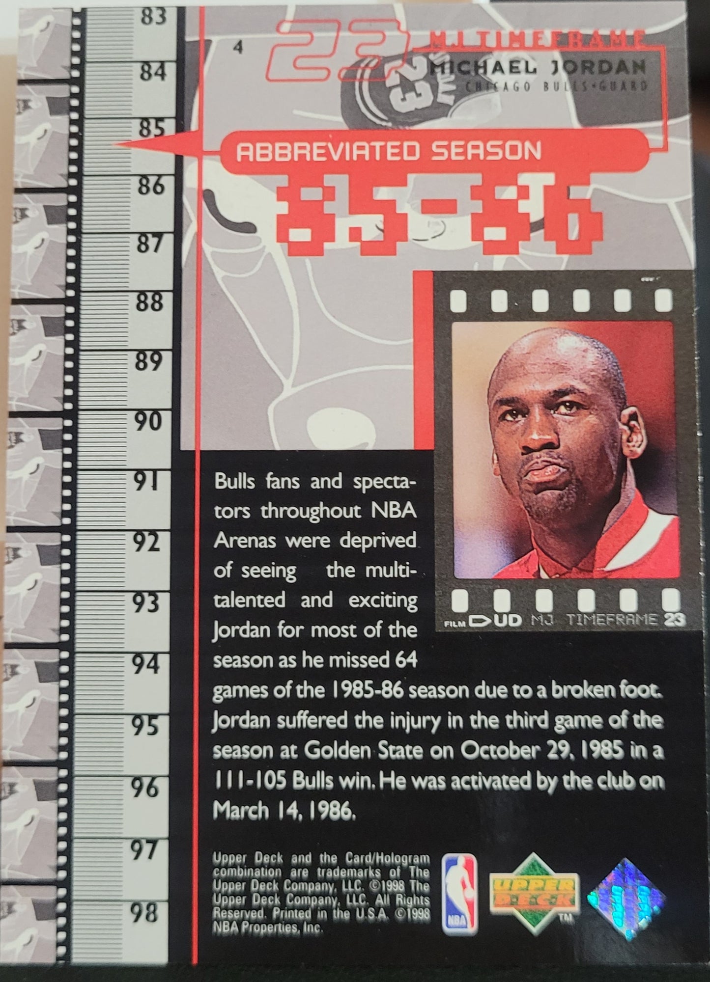 1998 Upper Deck Michael Jordan Living Legend #4 Michael Jordan