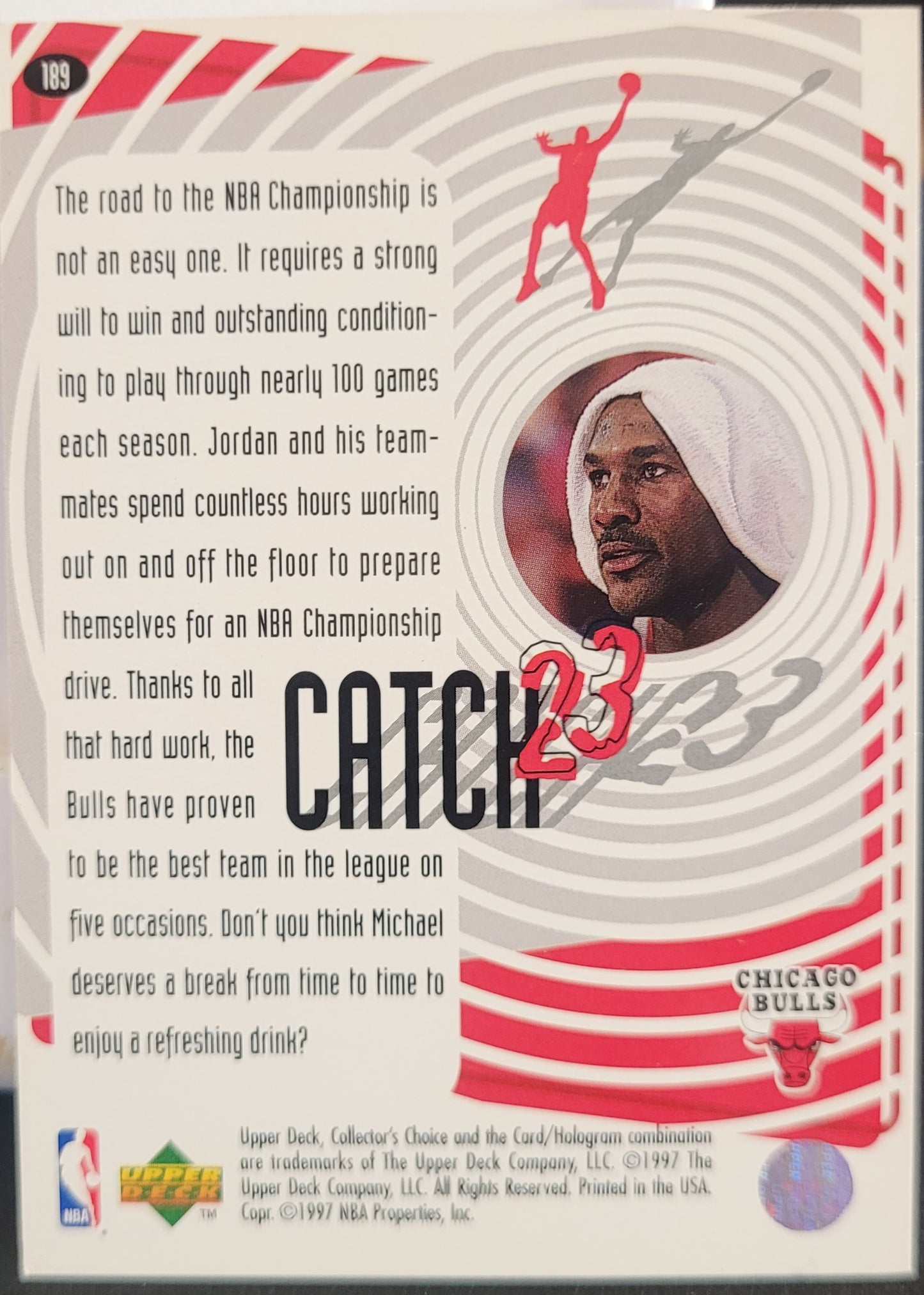 1997-98 Collector's Choice #189 Michael Jordan Catch 23 3x5