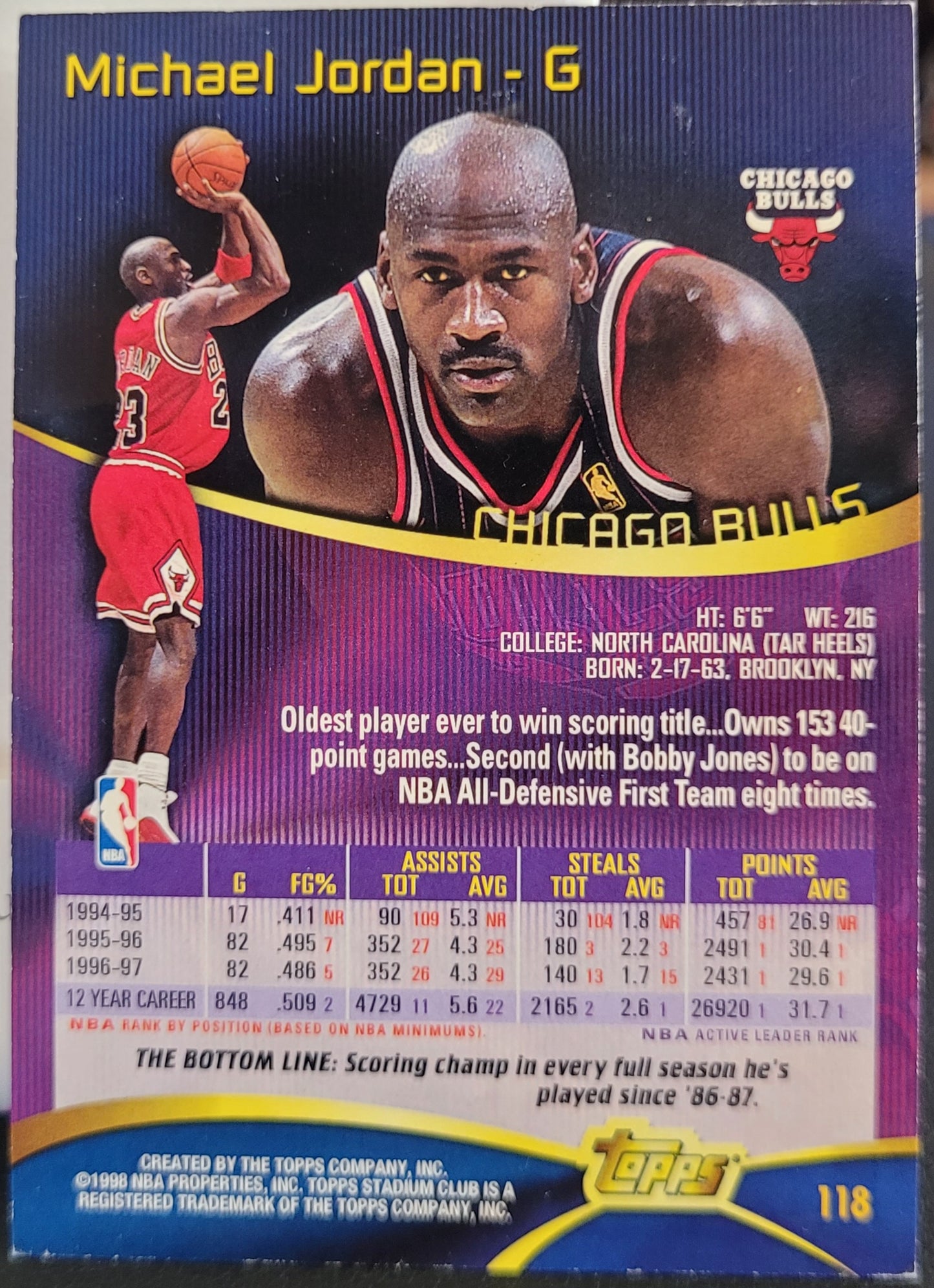 1997-98 Stadium Club #118 Michael Jordan