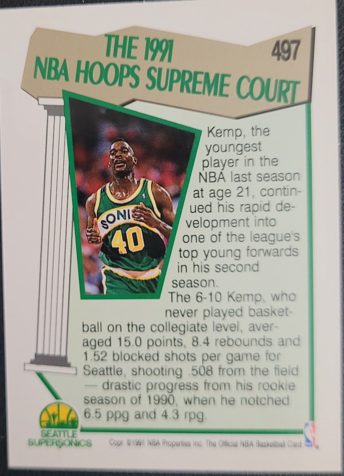 1991-92 Hoops #497 Shawn Kemp