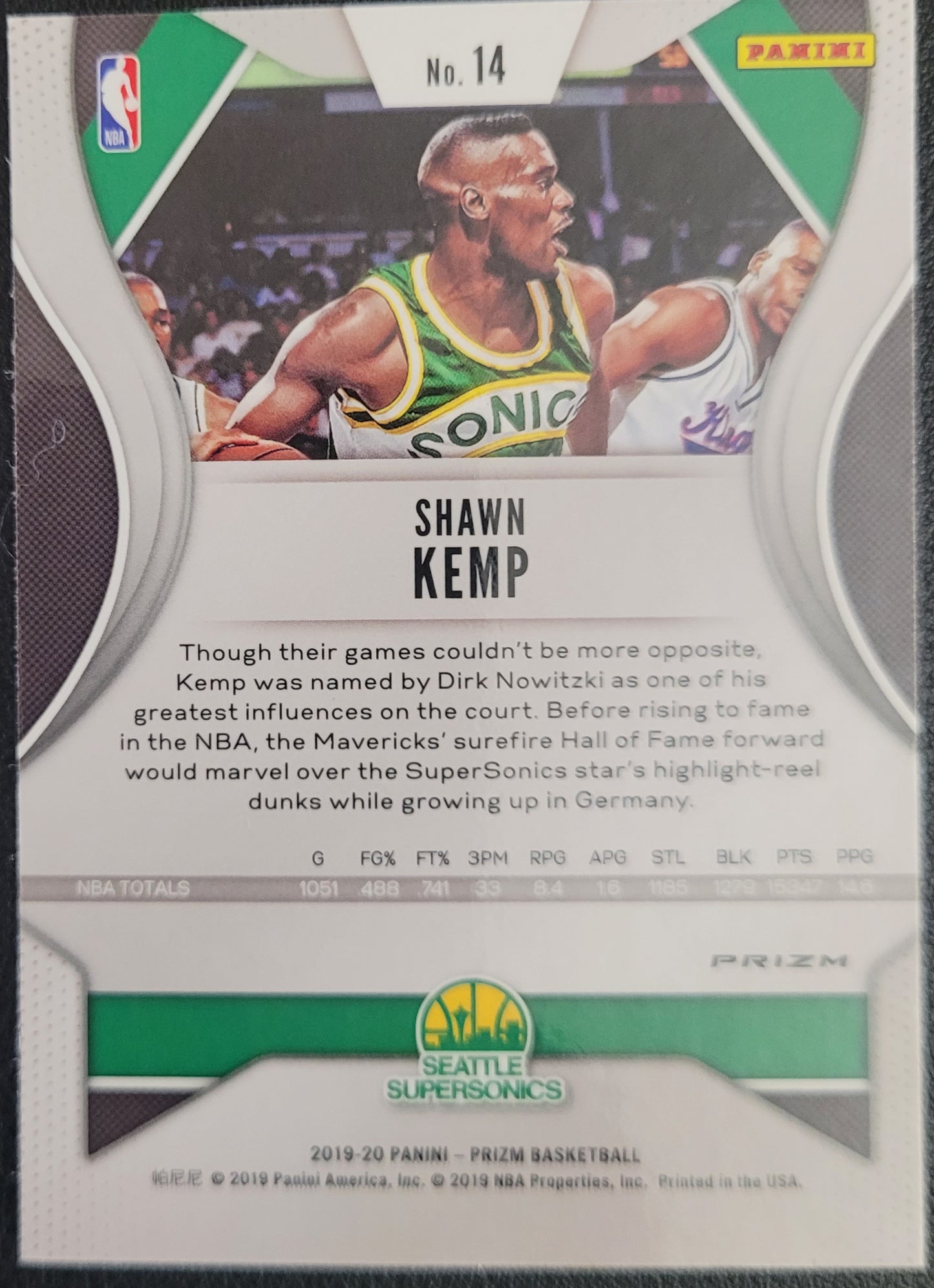 2019-20 Panini Prizm #14 Shawn Kemp Prizms Green