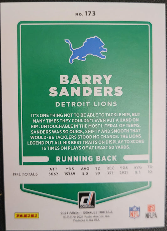 2021 Donruss #173 Barry Sanders No Helmet