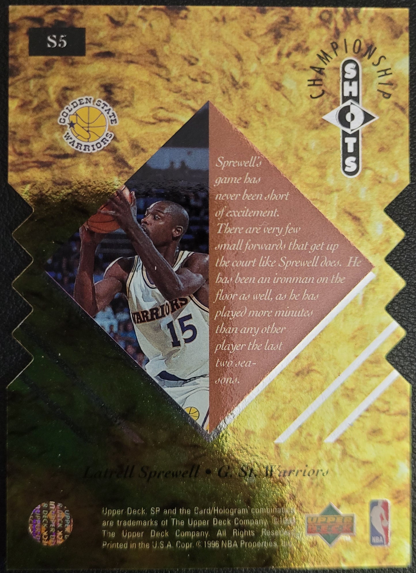 1995-96 SP Championship #S5 Latrell Sprewell Championship Shots Die Cut