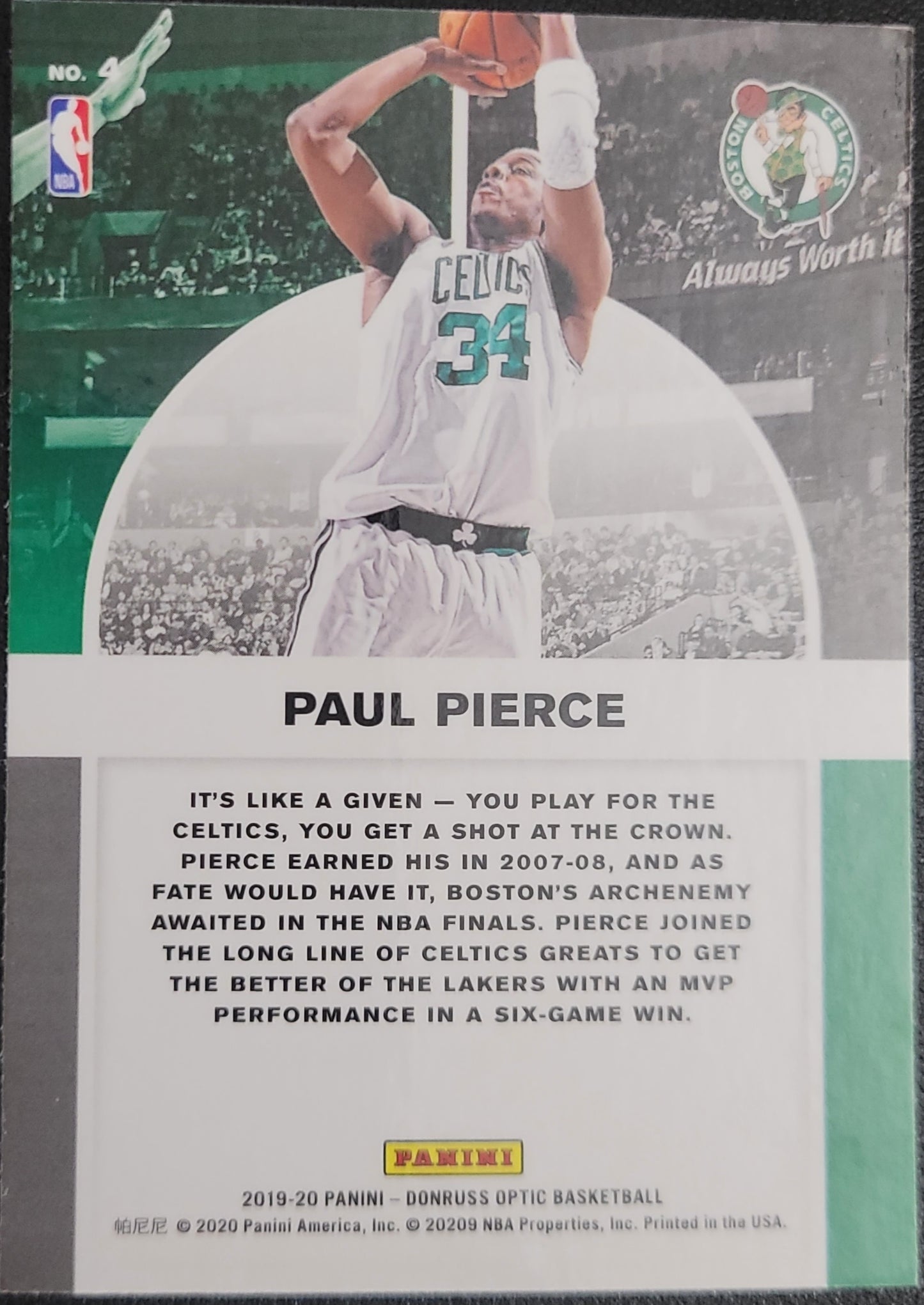 2019-20 Donruss Optic #4 Paul Pierce Winner Stays Holo