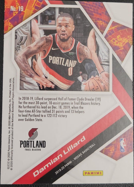 2019-20 Panini Mosaic #19 Damian Lillard Will to Win Mosaic