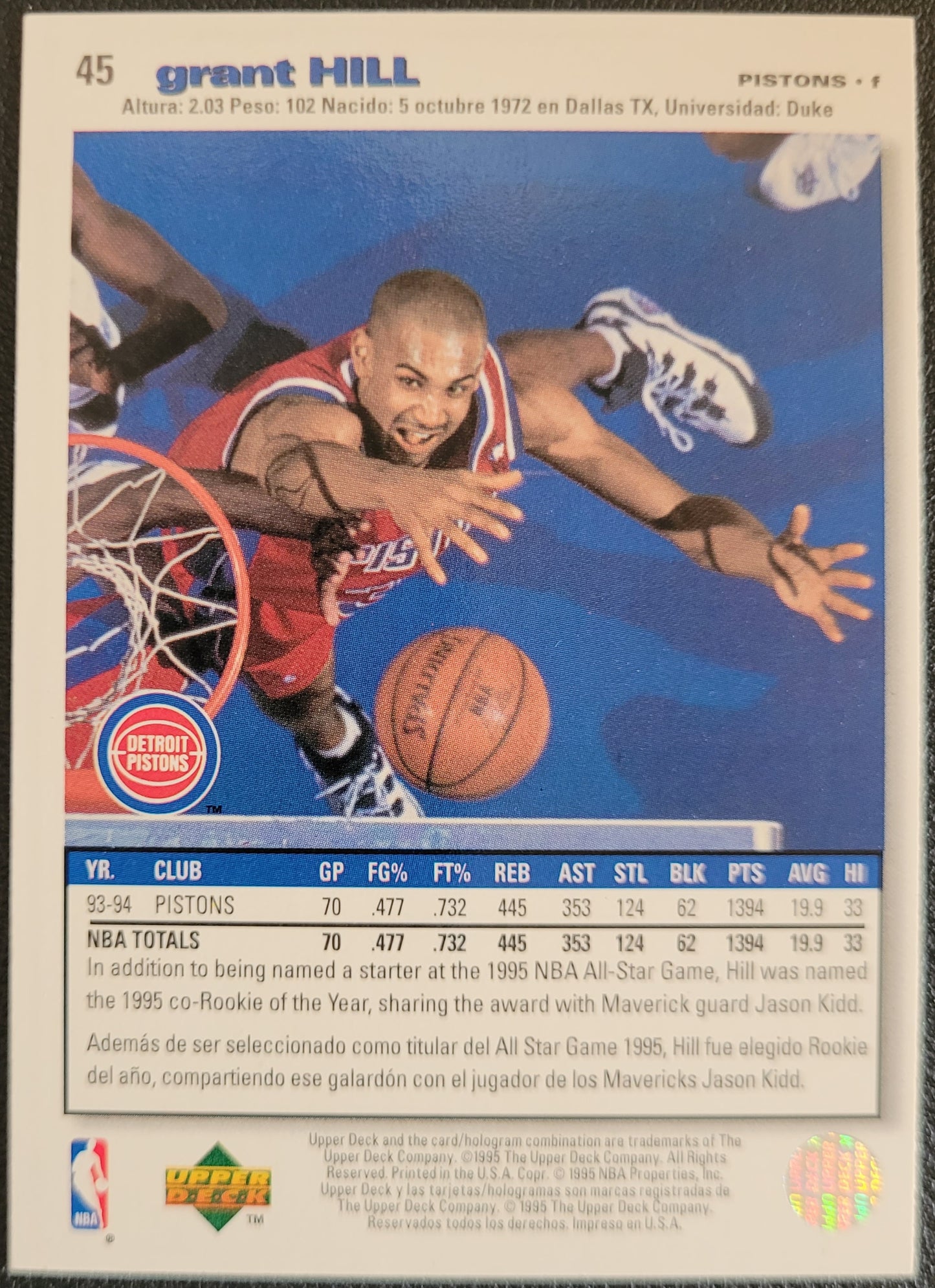1995-96 Collector's Choice Japanese #45 Grant Hill