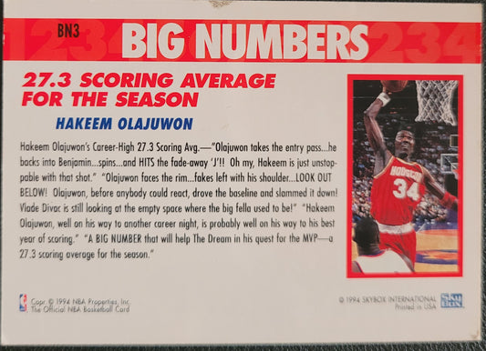 1994-95 Hoops #BN3 Hakeem Olajuwon Big Numbers