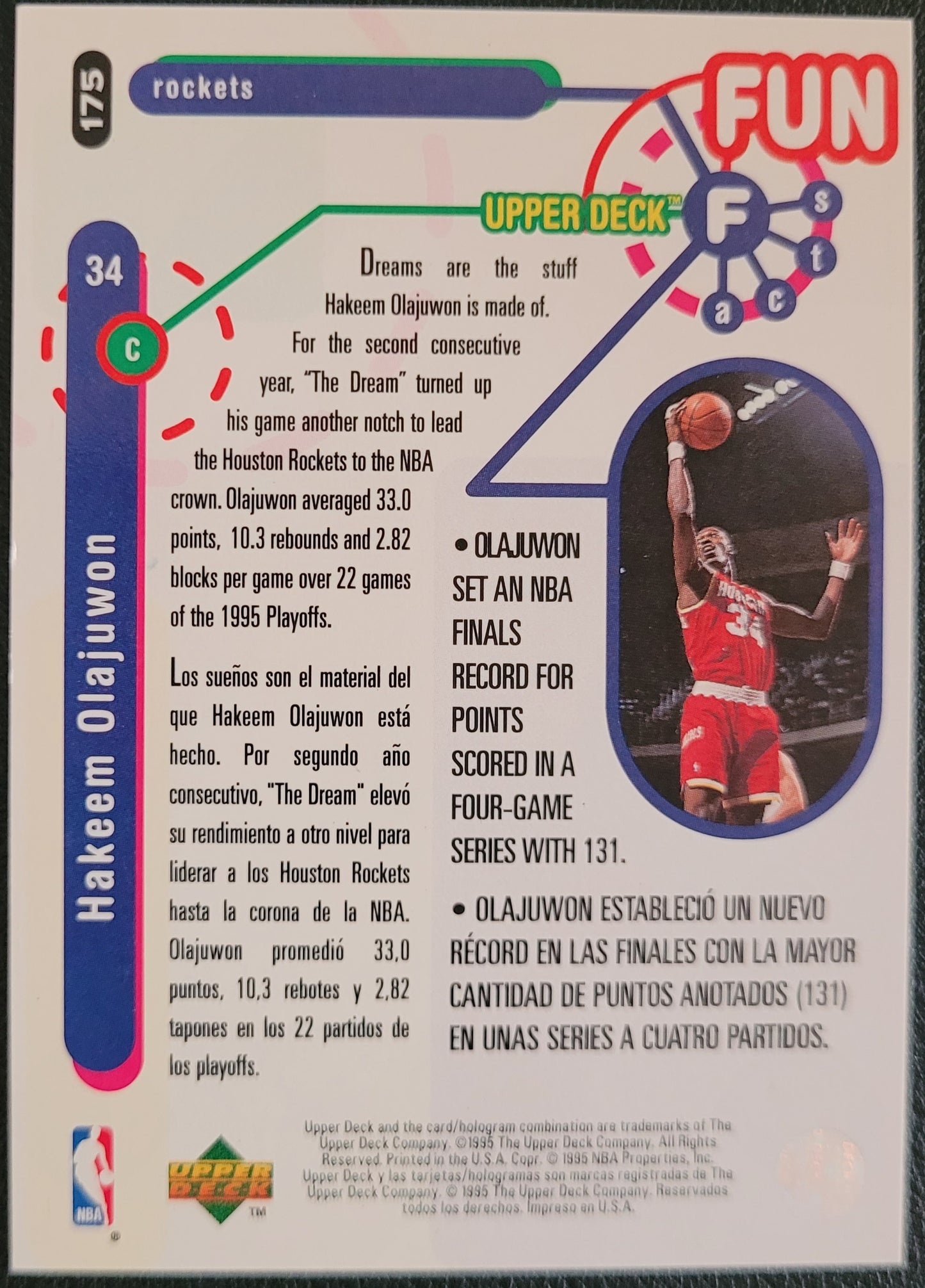 1995-96 Collector's Choice #175 Hakeem Olajuwon