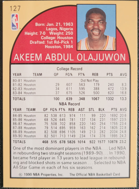 1990 Hoops Team Night Houston Rockets #127 Hakeem Olajuwon