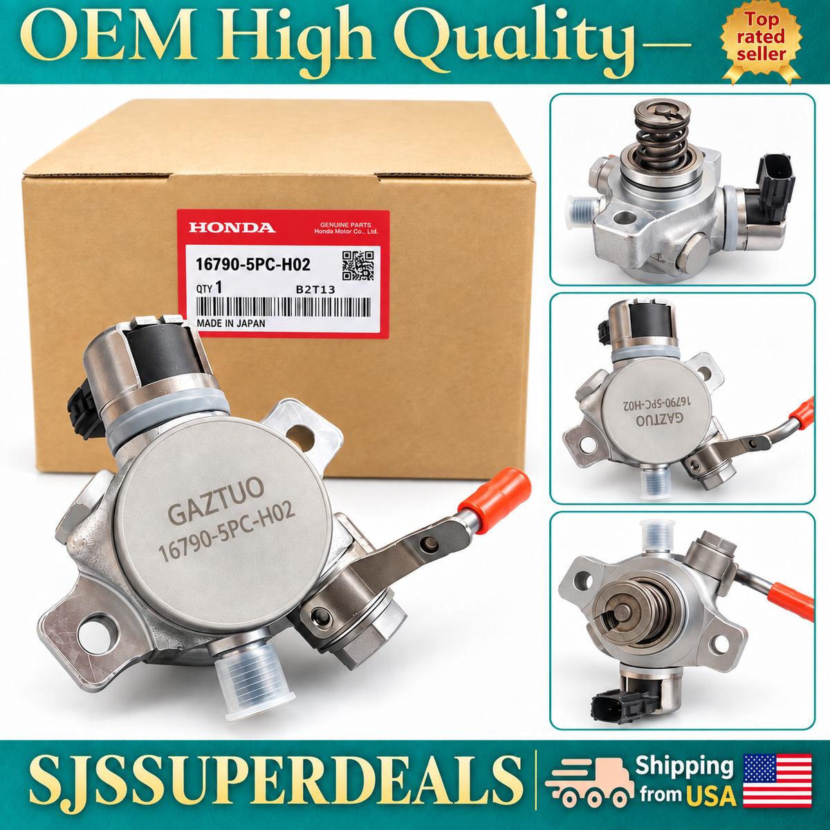 OEM High Pressure Fuel Pump 16790-5PC-H02 for 2017-2026 Honda Accord CR-V Civic - NEW!