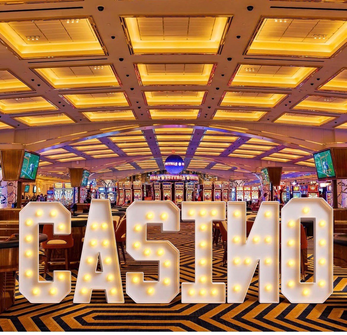 Huquary 6 peice Casino 4ft large Casino Light Up Sign, LED Party Decorations - NEW!