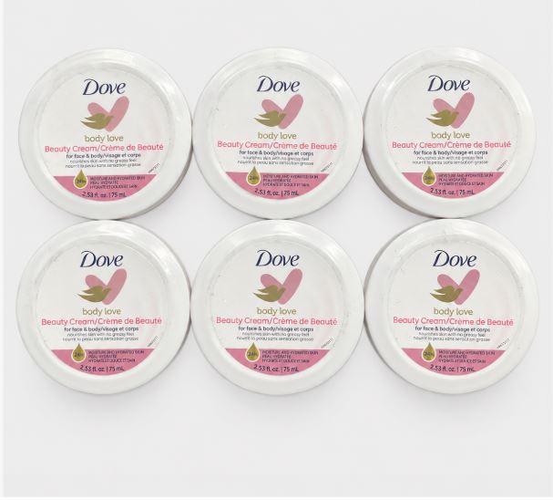 Dove Body Love Cream Lot of 6 - 24 Hr Hydration for Face & Body, 2.5OZ- NEW!