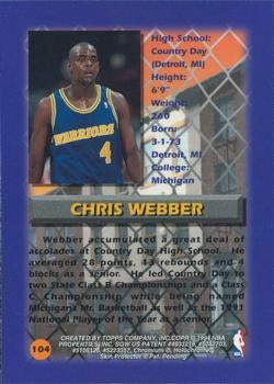 1994-95 Topps Finest #104 Chris Webber