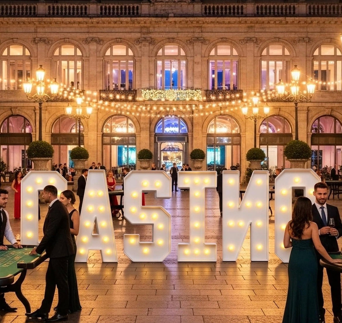 Huquary 6 peice Casino 4ft large Casino Light Up Sign, LED Party Decorations - NEW!