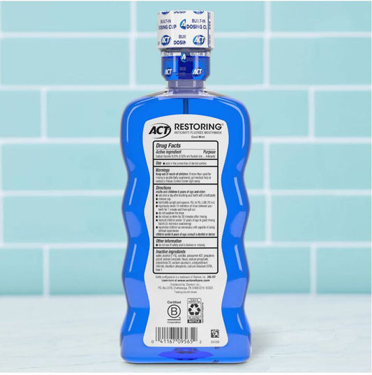Act Restoring Fluoride Mouthwash Cool Mint (18 oz) Exp. 12/27