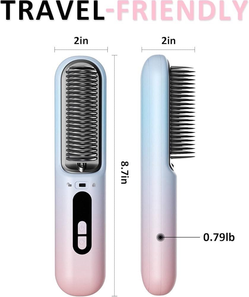 BEAUTYOVO SilkyGo Travel & TSA-Friendly Cordless Hair Straightener Brush - New!