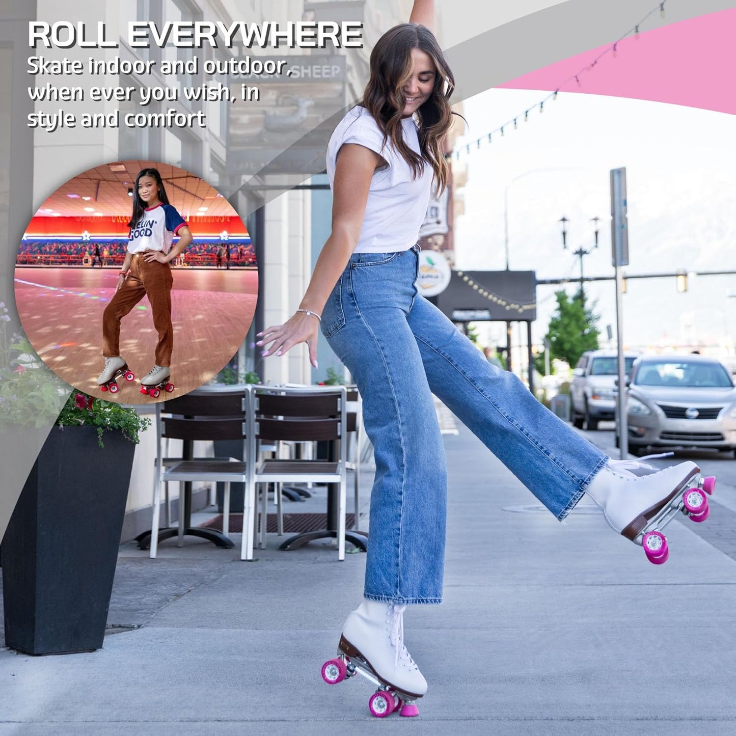 Chicago Women's Classic Roller Skates - Premium White Quad Rink Skates - Size 6 - New!