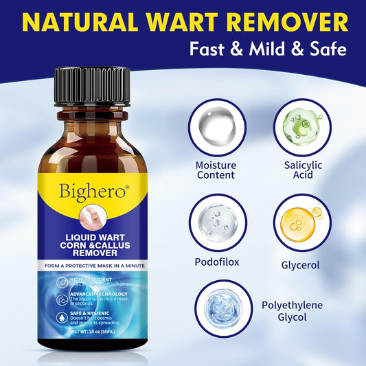 Bighero Liquid Wart, Corn, & Callus Remover (2 Pack, 2 oz total) Exp. 11/26