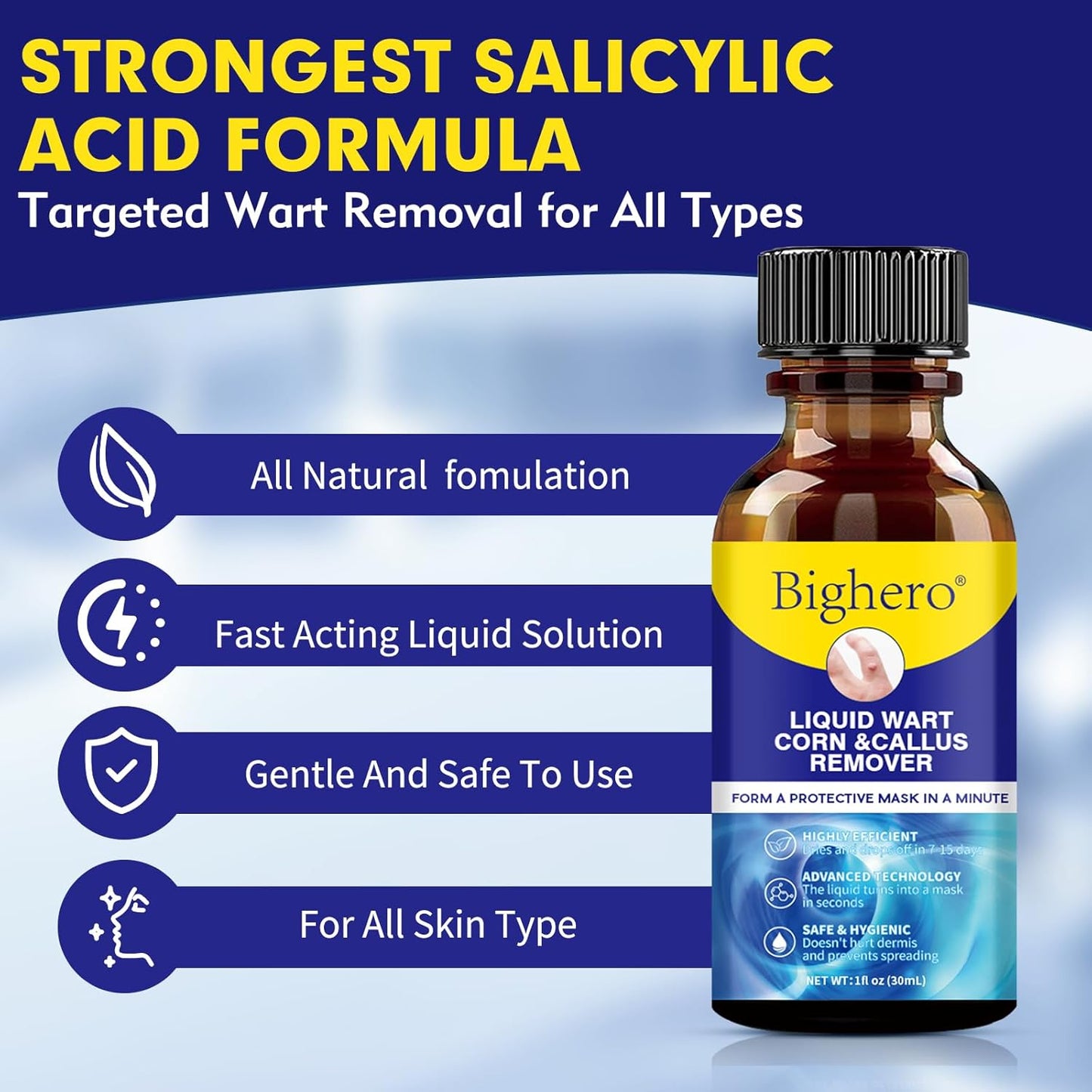 Bighero Liquid Wart, Corn, & Callus Remover (2 Pack, 2 oz total) Exp. 11/26