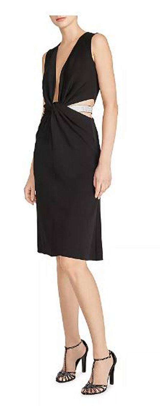HALSTON Selena Jersey Crystal Cocktail Dress, Black
