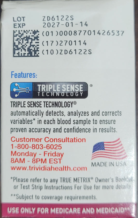 True Matrix Glucose Blood Test Strips (50 count) Exp. 1/27