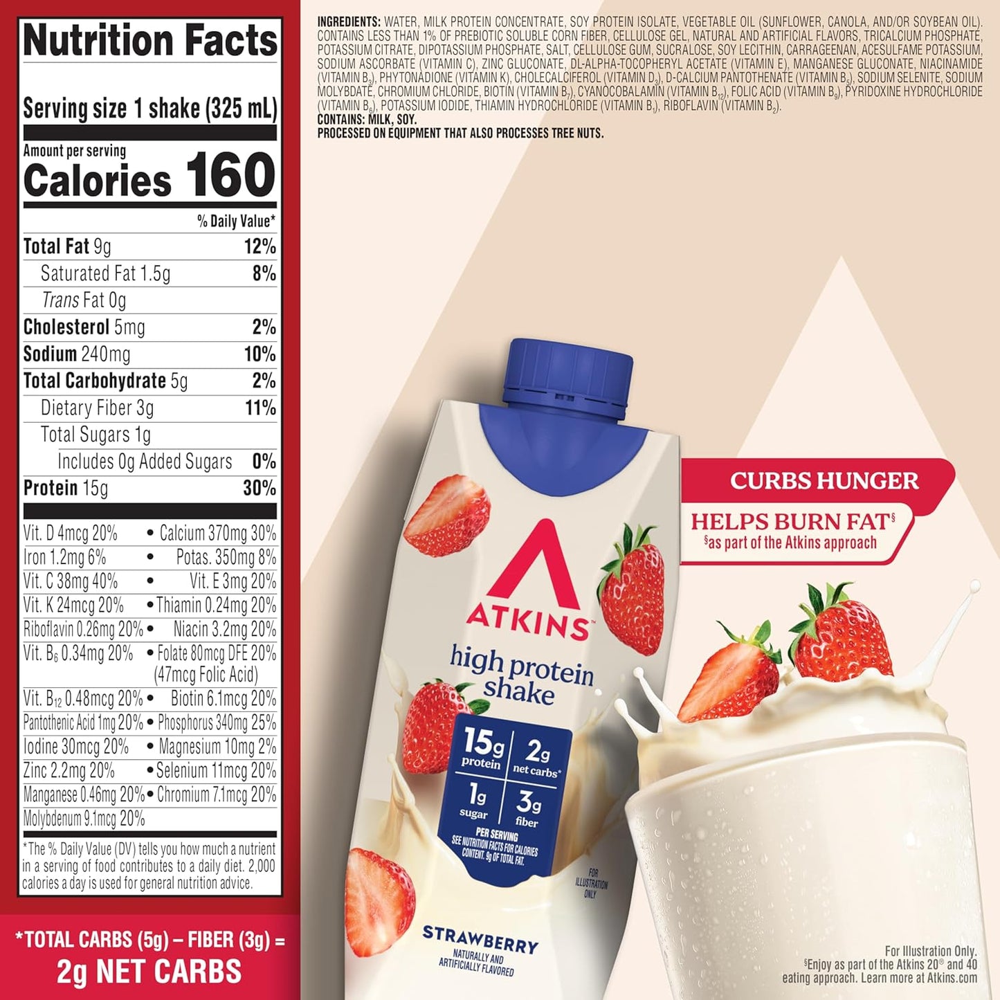 Atkins Strawberry Flavored Protein Rich Shakes (12 Pack - 11 oz ea), New Fresh!