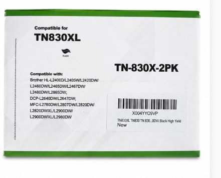 High Yield TN830XL Black Toner Cartridge 2-Pack for Brother Printers – 6000 Pages - NEW!