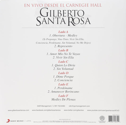 Gilberto Santa Rosa En Vivo Desde El Carnegie Hall, Vinyl LP, New (Sealed)
